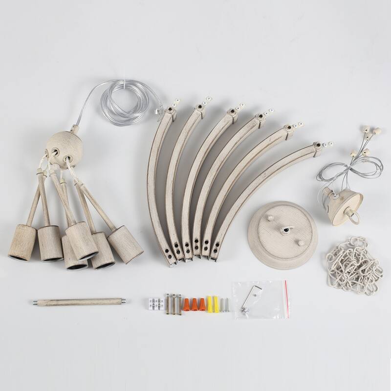 6-Light Dimmable Sputnik Chandelier, Farmhouse Wagon Wheel Chandelier for Dining Room Living Room Bedroom Kitchen