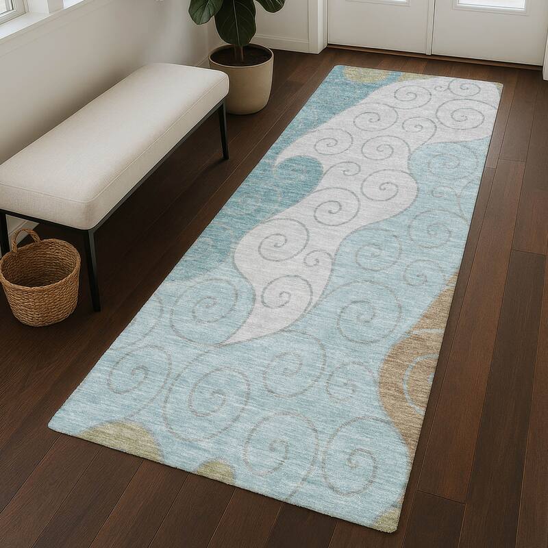Machine Washable Indoor/ Outdoor Swirly Chantille Rug