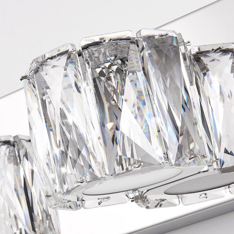 41" Modern Crystal 6-Light LED Wall Sconce - Elegant Chrome Bathroom Vanity Light with Clear Crystal Shades