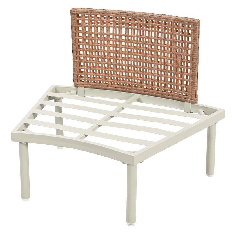 6/8-Piece Half Moon PE Wicker Patio Sectional Set with Dual Coffee Tables