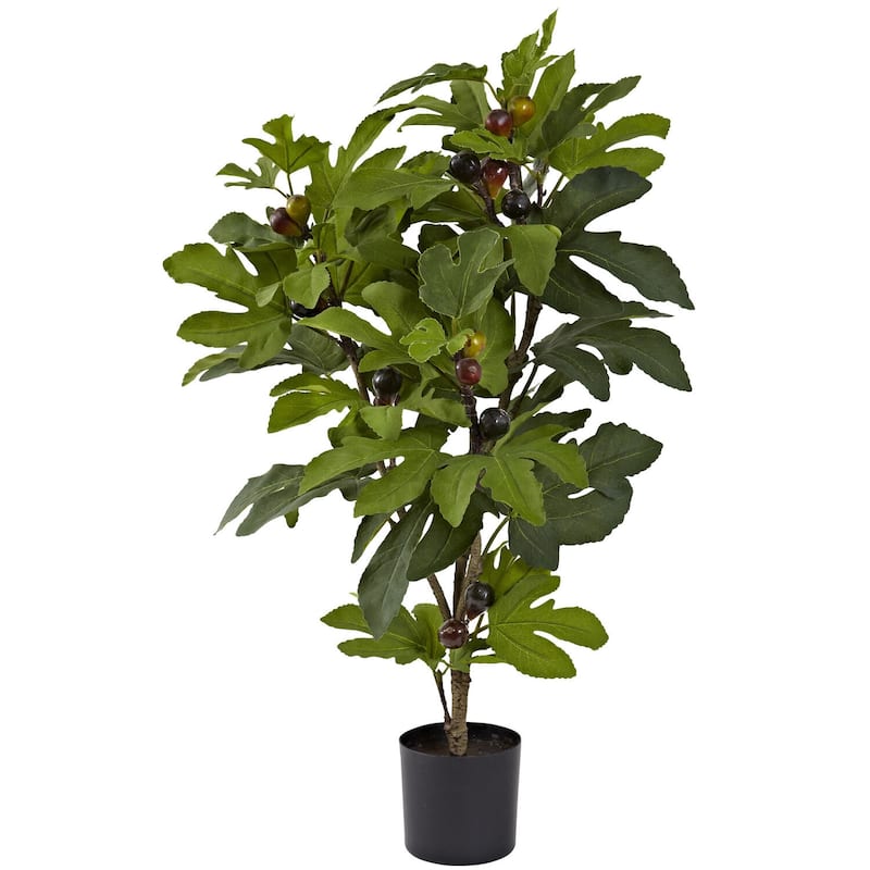 Artificial Fig Tree 32" Indoor Outdoor Faux Plant Home Office Decor - 2.67ft.