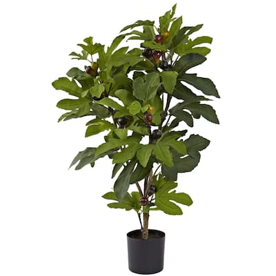 Artificial Fig Tree 32" Indoor Outdoor Faux Plant Home Office Decor - 2.67ft.