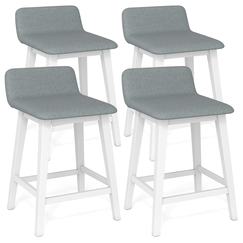 Gymax 2PCS 24'' Upholstered Barstools w/ Low Back Footrest Wood Legs