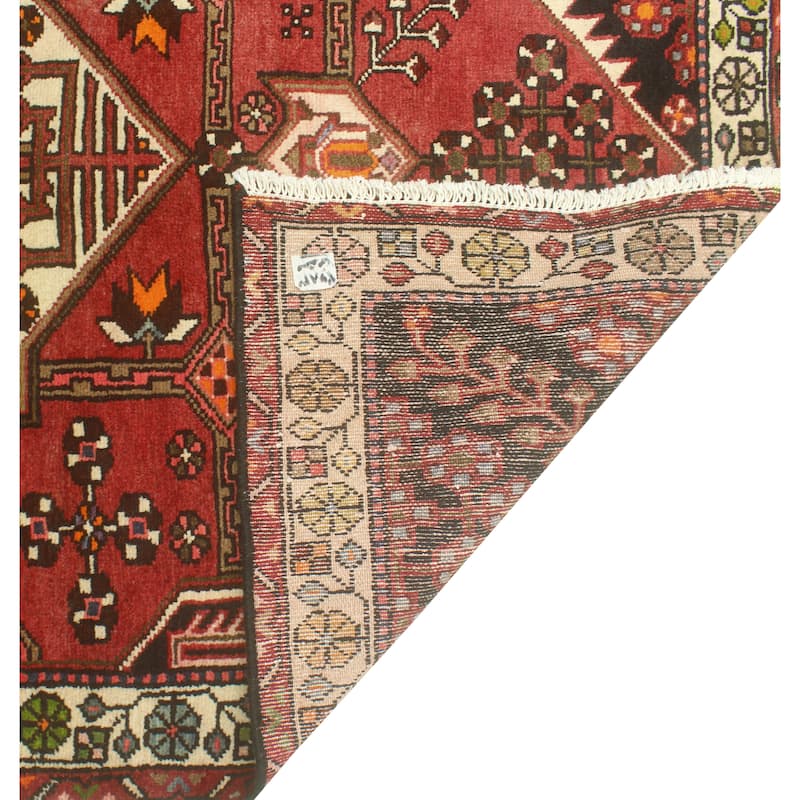 Fine Vintage Distressed Masud Red/Ivory Runner - 3'10" x 10'7"