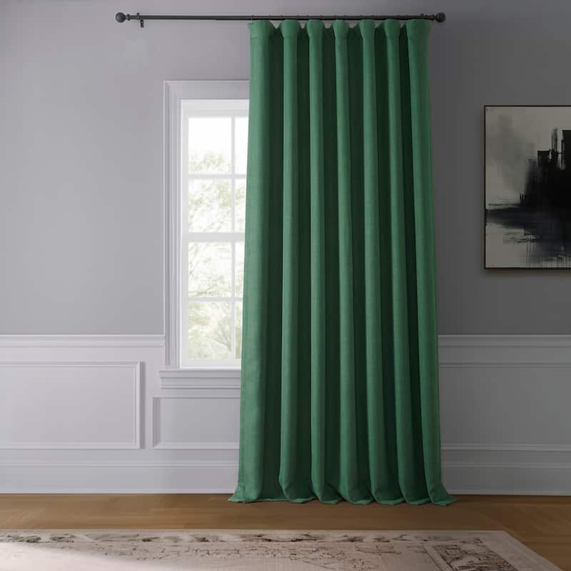 Exclusive Fabrics Faux Linen Extra Wide Room Darkening Curtains (1 Panel) - 100 X 108 - Key Green