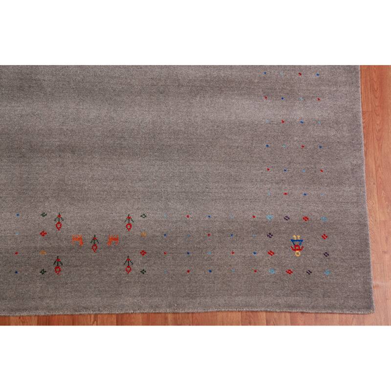 Tribal Gabbeh Indian Area Rug Hand-Knotted Living Room Wool Carpet - 9'2" x 11'11"