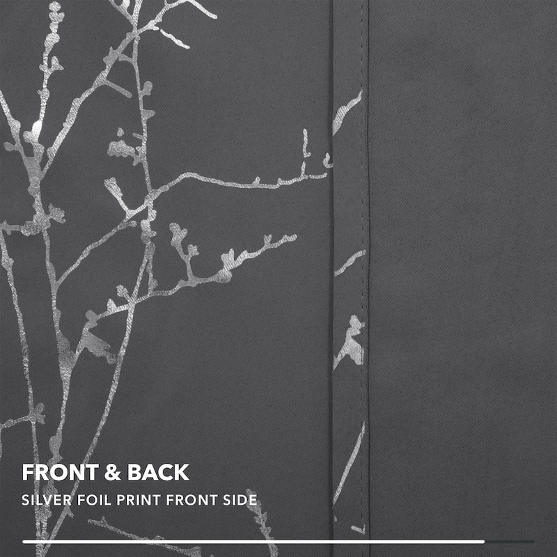 Deconovo Blackout Silver Tree Twigs Curtains(2 Panel)