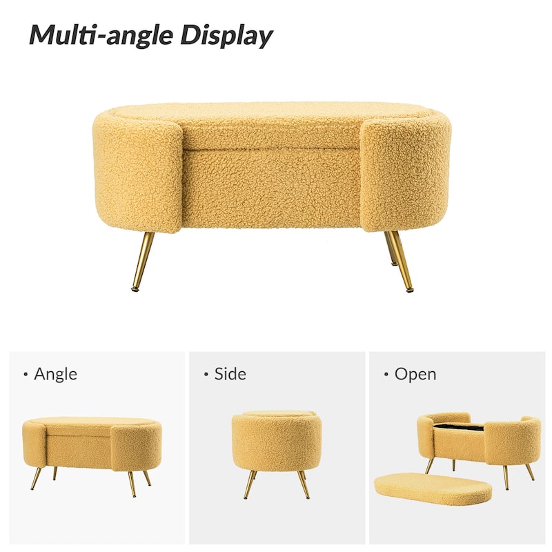 Clara 39.4" Wide Storage Bench with Metal Legs