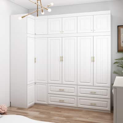 Armoires Wardrobes Shelves Door Bedroom Storage Closet(93.9"/74.2"H)