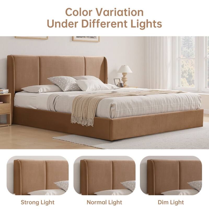 Modern Minimalist Upholstered Storage Bed with Lift-Up Platform