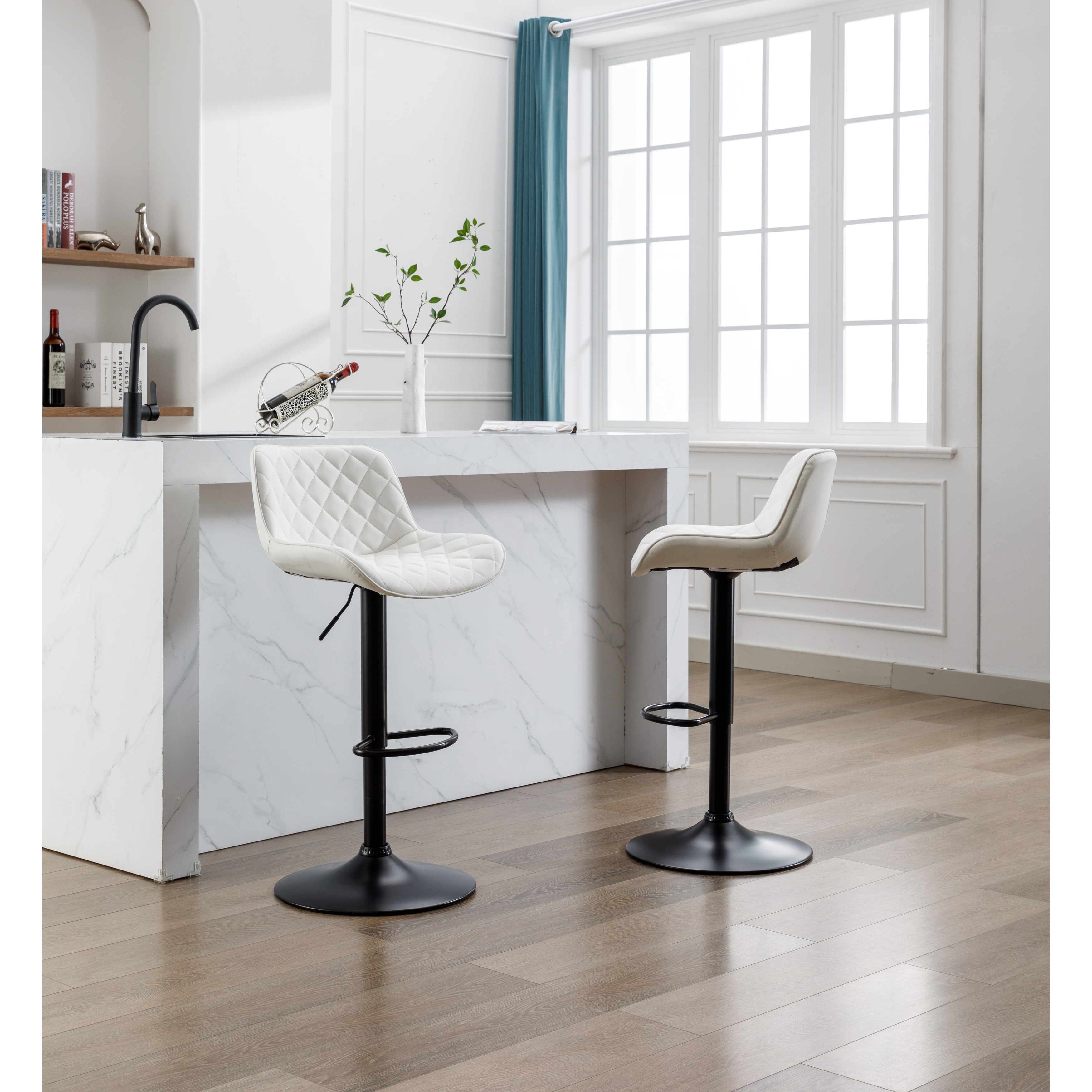 Henry Height Adjustable Faux Leather Barstools Set of 2
