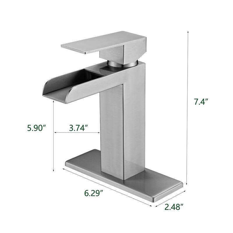 Topcraft Single Handle Waterfall Bathroom Faucet with Baseplate
