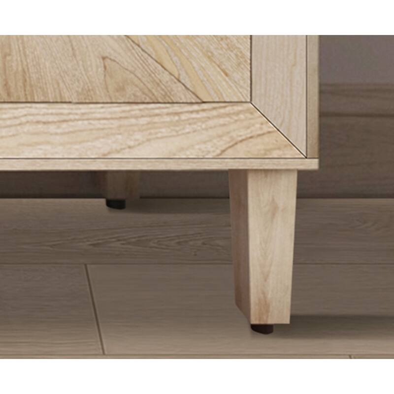 Wood TV Stand with Adjustable Shelves, Storage Cabinet for Living Room/Kitchen