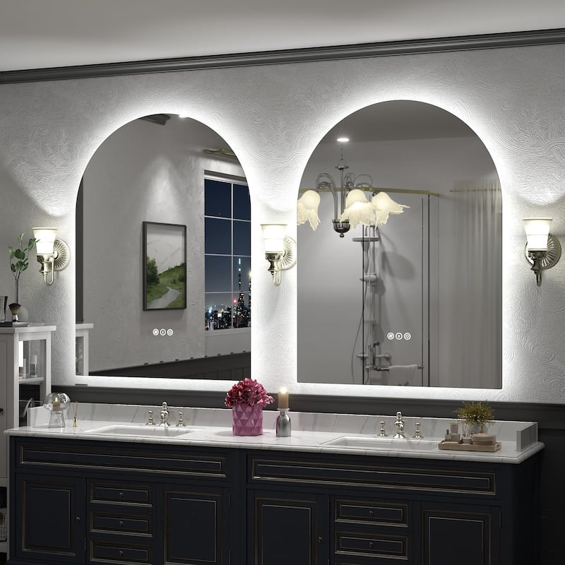 UL Certified Arched LED Anti-fog Tempered Glass Wall Bathroom Vanity Mirror