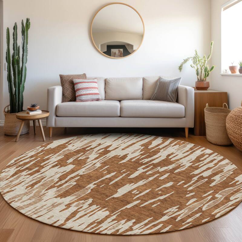 Premium Washable Super Soft Abstract Modern Mayfield Rug - Paprika - 8' x 8'