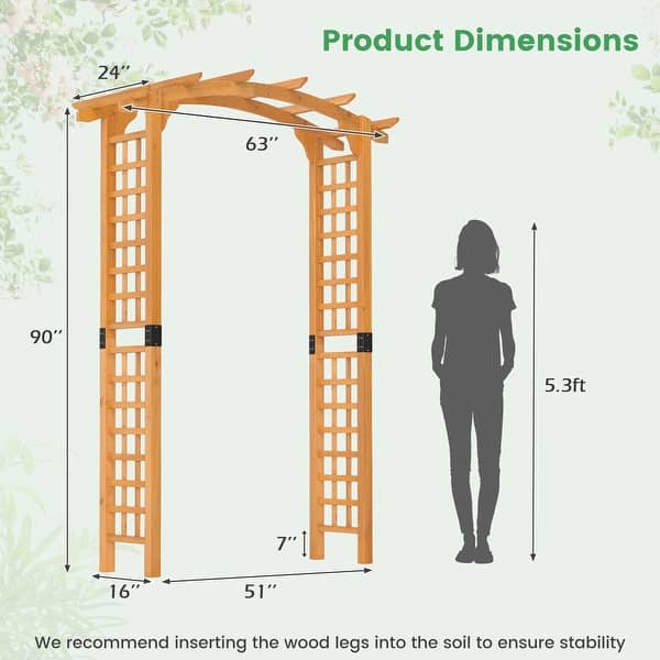 Gymax 7.5 FT Garden Arch Wooden Arbor Outdoor Wood Trellis for - Bed ...