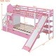 preview thumbnail 3 of 64, Twin over Twin Size Solid Wood Castle Style Bunk Bed with 2 Drawers 3 Shelves and Slide for Kids, Bedroom