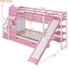 preview thumbnail 3 of 64, Twin over Twin Size Solid Wood Castle Style Bunk Bed with Drawers and Slide