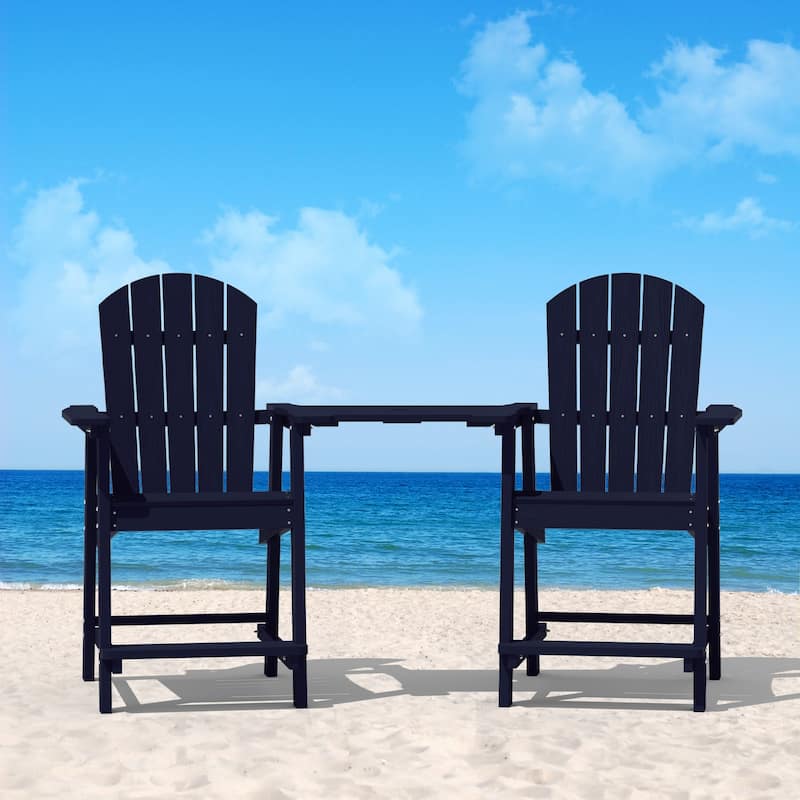 WINSOON Tall Adirondack Chair Piece of 3, Balcony Chair with Connecting Table