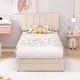 preview thumbnail 43 of 46, VECELO Kids Bed Frame, Plantform Beds with Storage Drawer, Height Adjustable Upholstered Bed, Twin Size Bed Set of 2