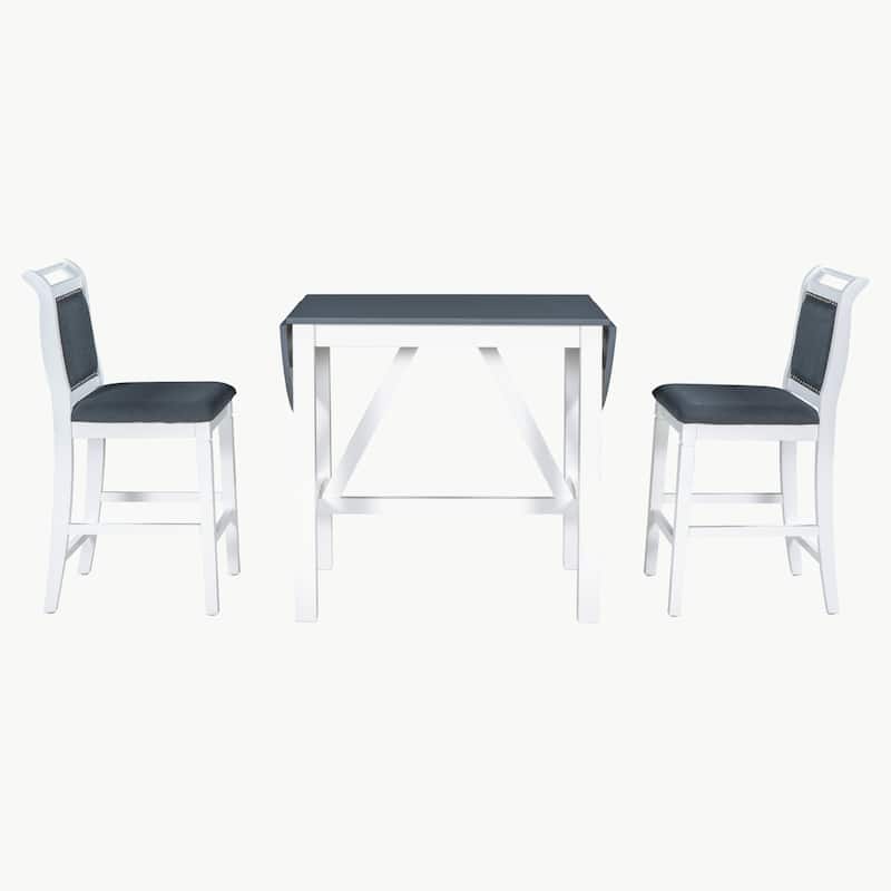 3-Piece Wood Counter Height Drop Leaf Dining Table Set
