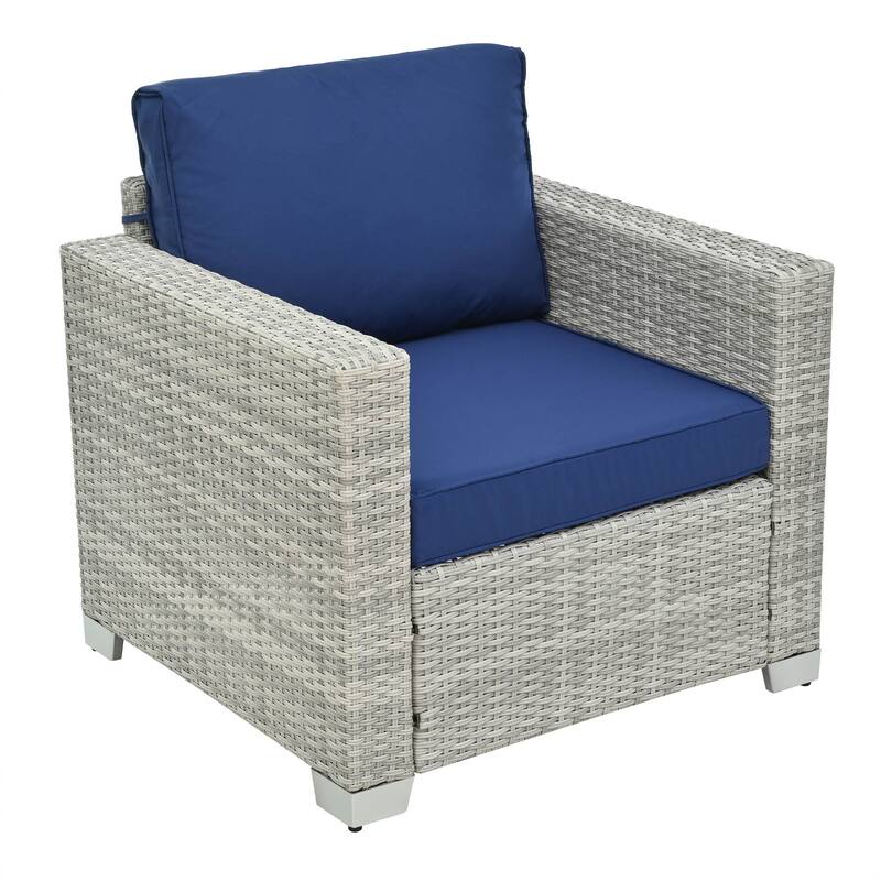 10 Piece PE Rattan Patio Furniture Set Outdoor Patio Furniture Set With Cushions & Tempered Glass Coffee Table