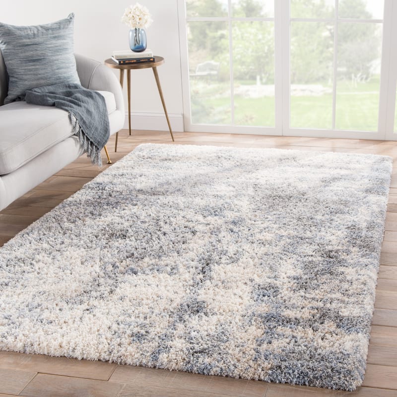 Porch & Den Paladin Abstract Grey/ Blue Shag Area Rug