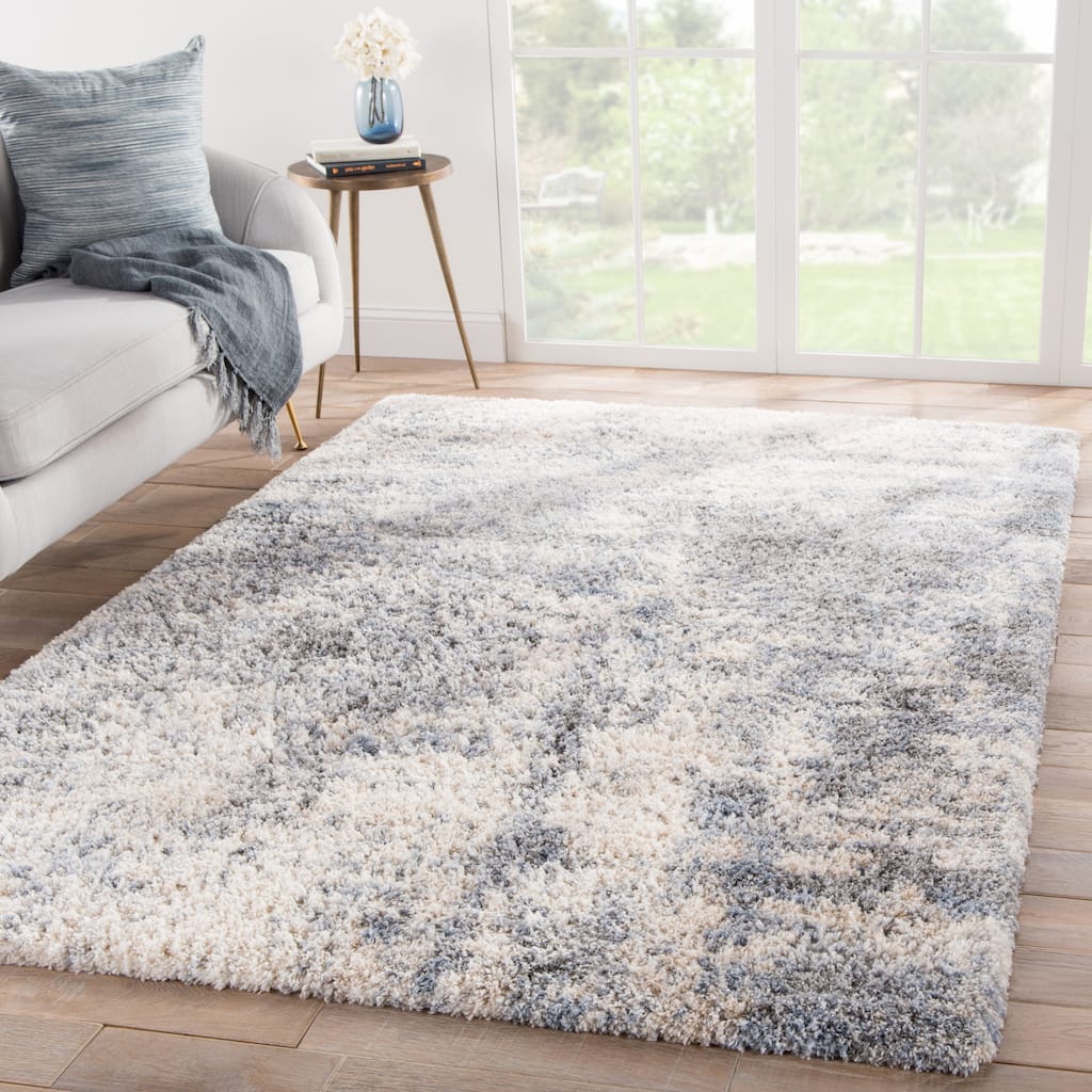 Porch & Den Paladin Abstract Grey/ Blue Shag Area Rug