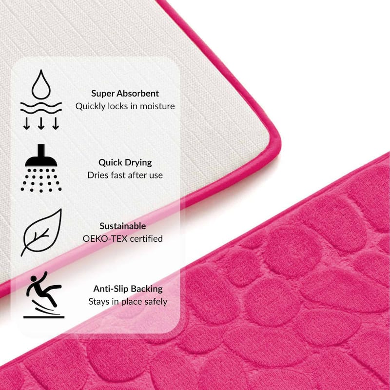 Memory Foam Runner Bath Mat Pebble Design 48x18