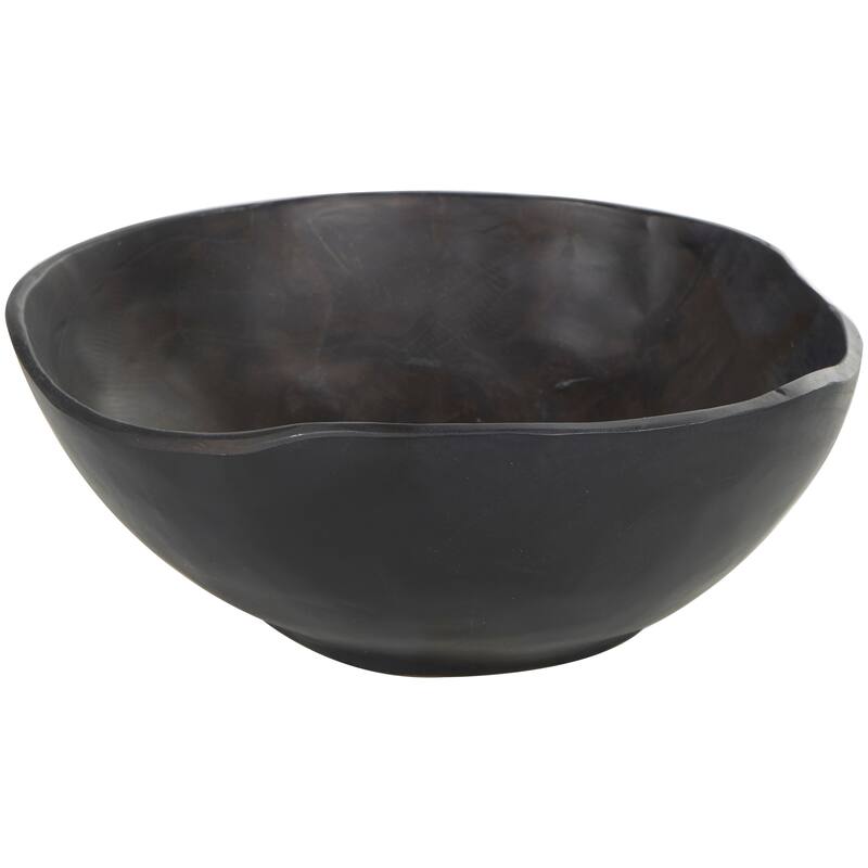 Brown or Black Teak Wood Handmade Decorative Bowl with Natural Grooves