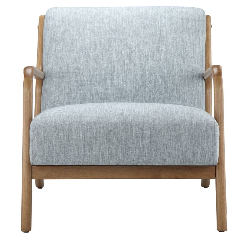 Roomfitters Mid-Century Lounge Chair with Solid Wood Frame, Upholstered Accent Seating, Living Room Chair - Light Blue