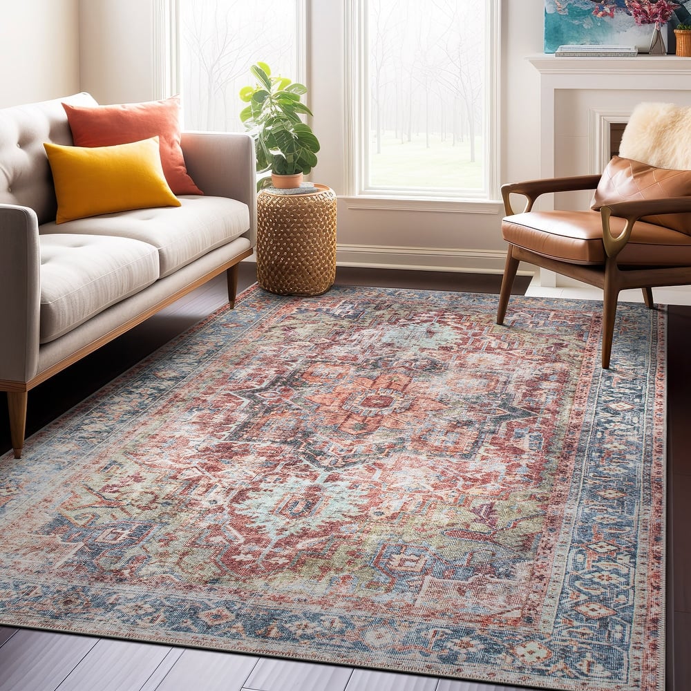 World Rug Gallery Traditional Distressed Washable Area Rug