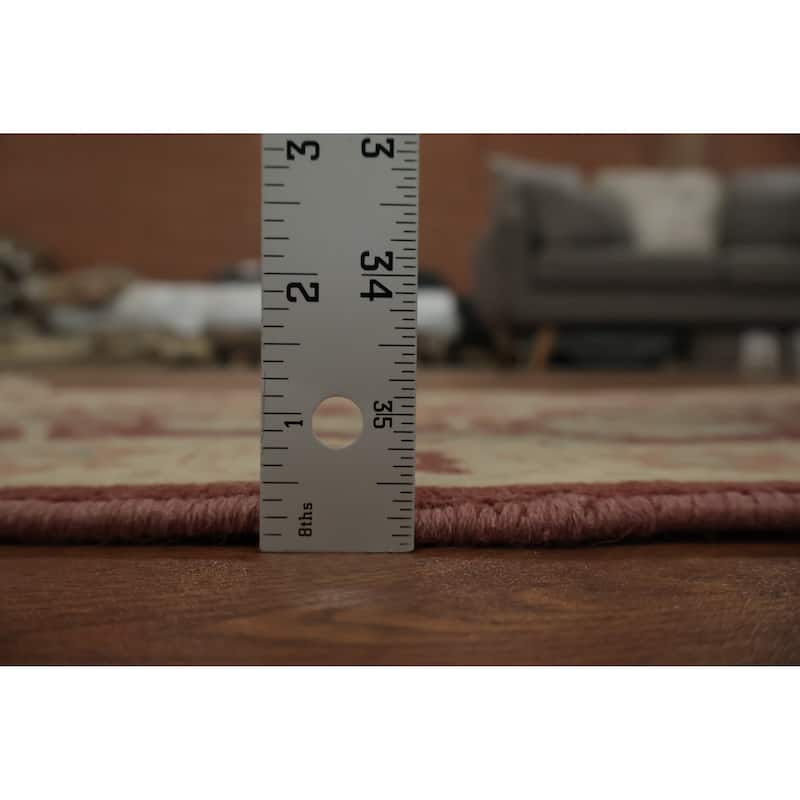 Hand Knotted Oriental 100% Wool Carpet Traditional All-Over Red Ziegler Area Rug - 3' 8'' X 2' 0''