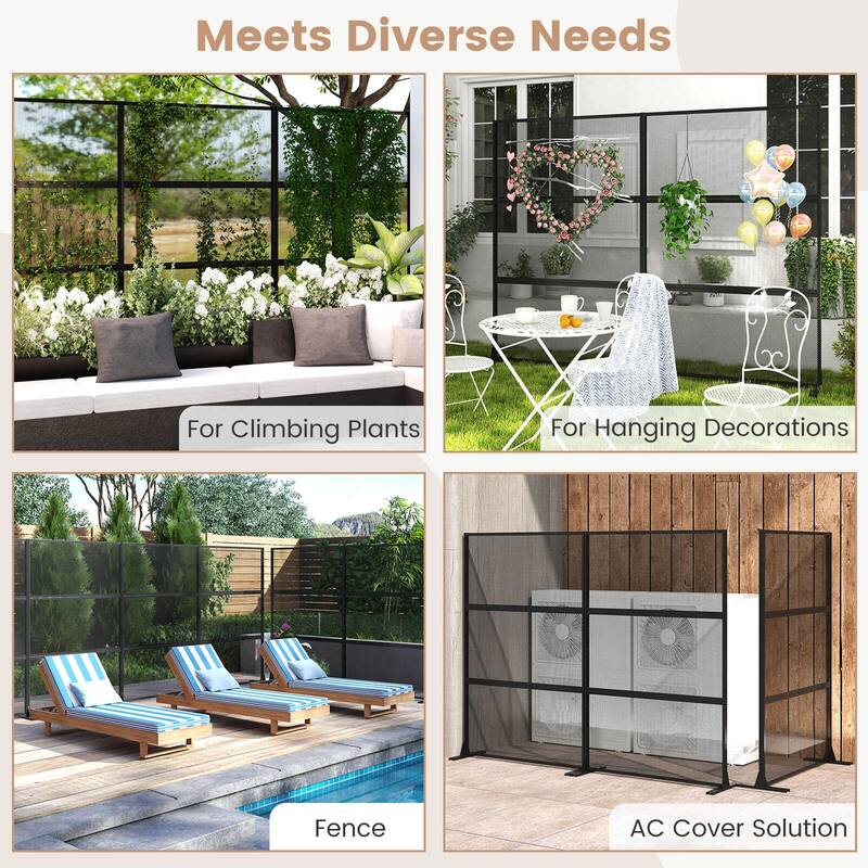 Costway 72”H x 48”W Metal Privacy Screen with Expansion Bolts & - See Details