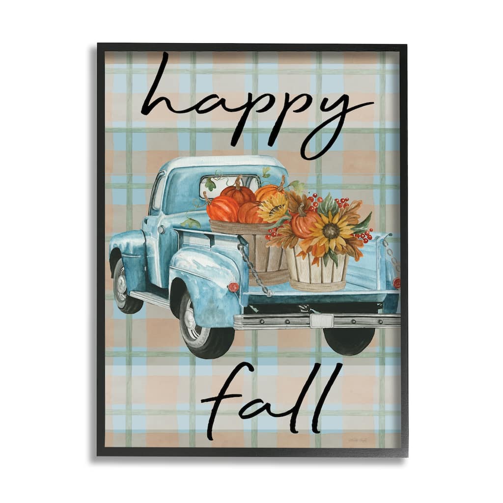 Stupell Happy Fall Flower Truck Framed Giclee Art Design by Cindy Jacobs