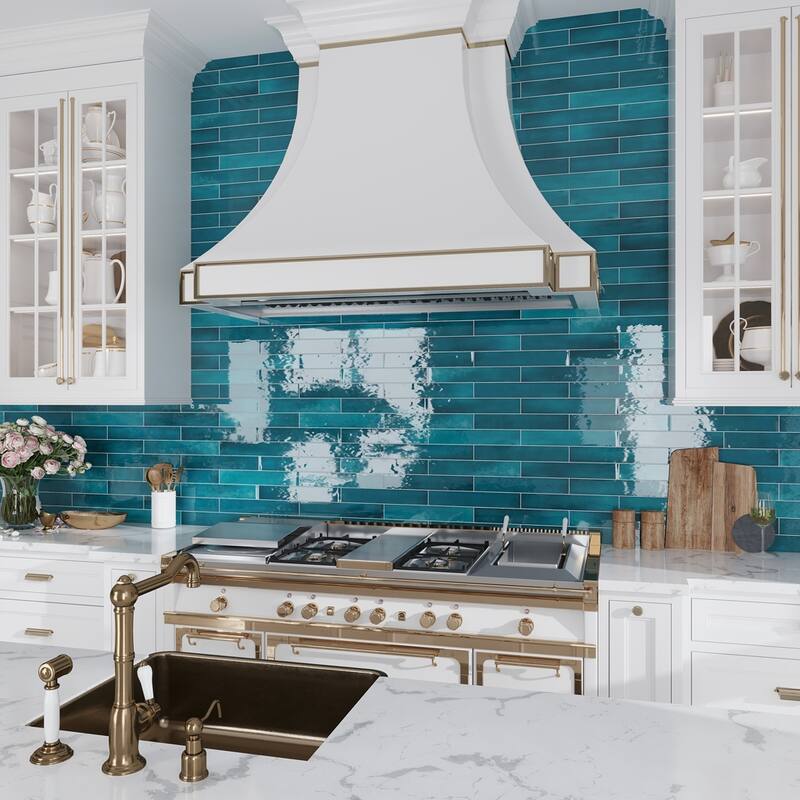 Apollo tile 2.6" x 16" Silken Glossy Teal Green Ceramic Tile (10.76 sq ft/case) - 38 Pack