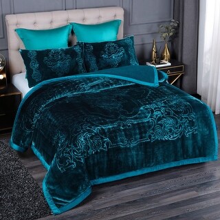 Ultra Plush Printed 3-piece Sherpa Borrego Comforter Set