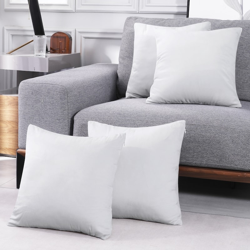 Deconovo Velvet Throw Pillow Covers 4 PCS (Cover Only) - 12x20 Inch - Greyish White