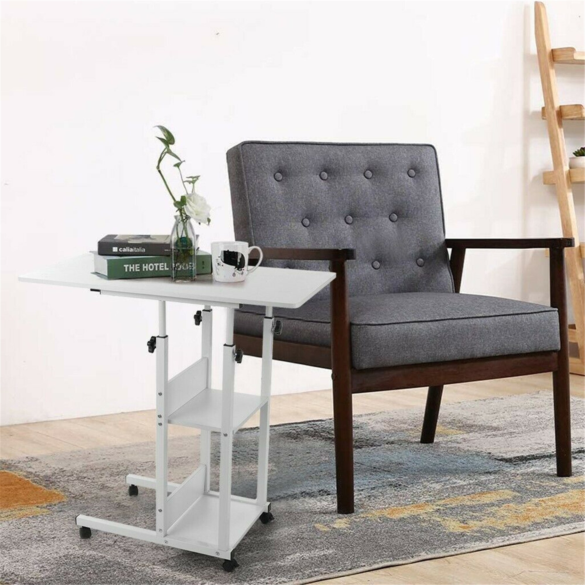 Mobile Bed Side Table Adjustable Laptop Stand Portable Computer Study Desk Q 