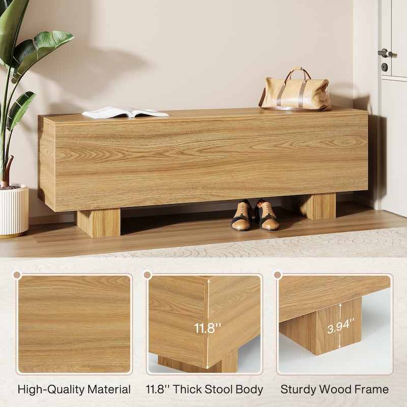 Industrial Farmhouse Entryway Bench Wooden End of Bed Bench