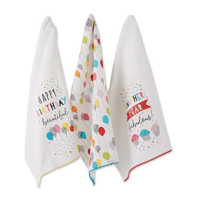 DII Asst Happy Birthday Embellished Dishtowel (Set of 3)
