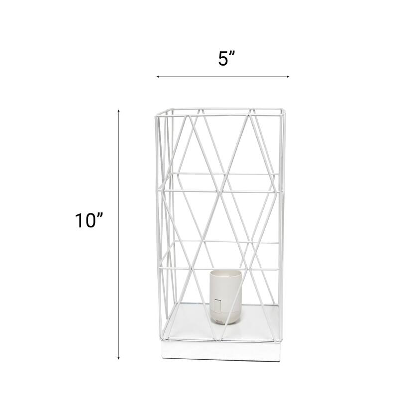 Metal Cage Geometric Table Lamp with Rectangular Shade - 5 x 5 x 10 in. (L x W x H)