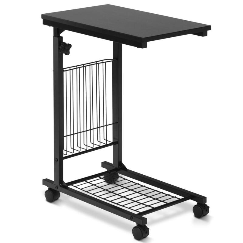 Gymax Height Adjustable Sofa Side Table Snack End Slide Under Table