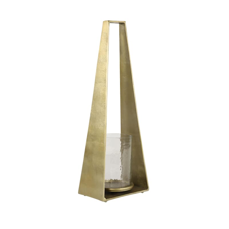 8" x 24" Large Gold Candle Holder With Hurricane Glass - 9 x 5 x 24