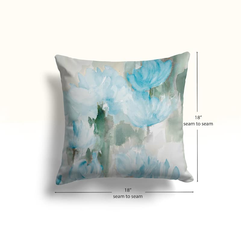 Laural Home Frosted Blue Blooms Indoor Decorative Pillow