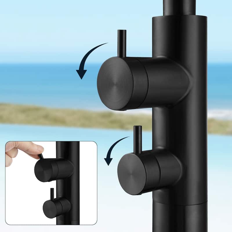 91"H 316 Stainless Steel Freestanding Outdoor Shower with Foot Wash Spout