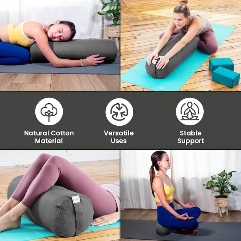 Sol Living Cylindrical Yoga Bolster Mini Meditation Cushion - Cotton - 14" x 6" x 6"