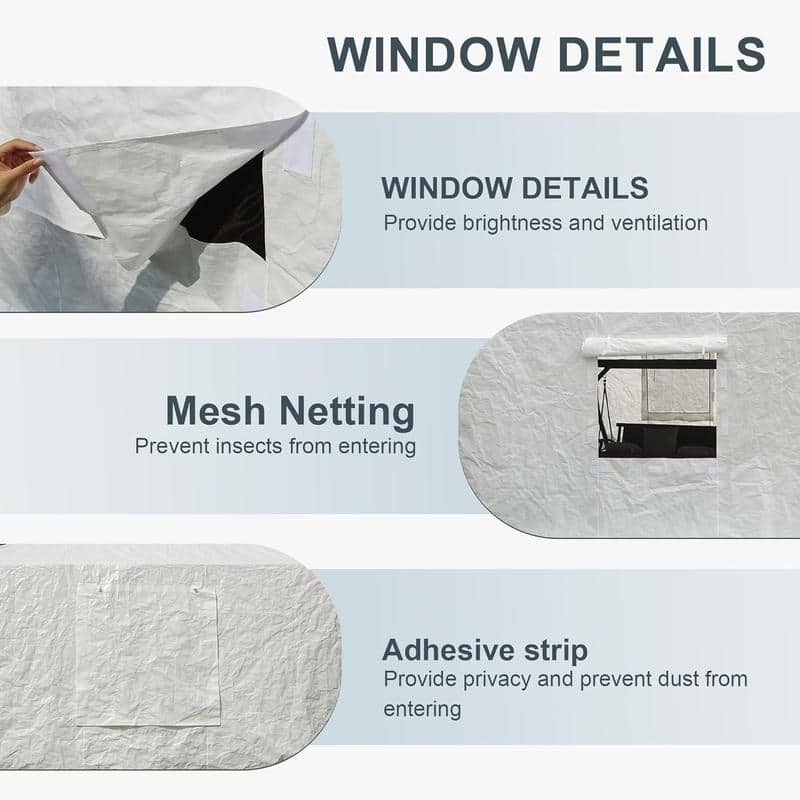 Domi 8' x 8' Universal Winter Gazebo Cover, All Season Waterproof Enclosed Cover with Sidewalls & Ventilated Mesh Windows, White - White - 12'x20' Gable Roof