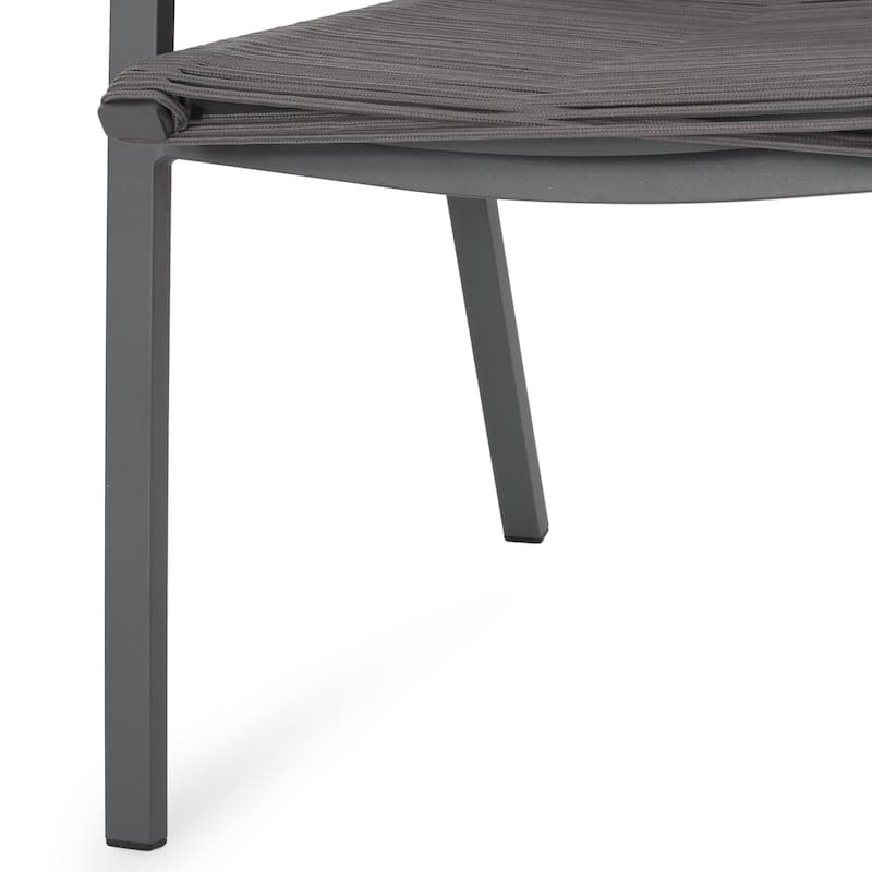 Outdoor Modern Aluminum Dining Chair with Rope Seat (Set of 2)