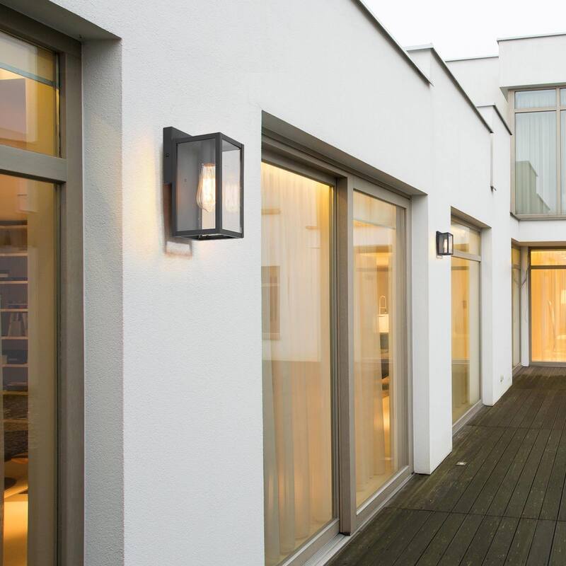 Bern Modern 1-Light Matte Black Glass Outdoor Wall Sconces - Matte Black - L 5"x W 6"x H 11"